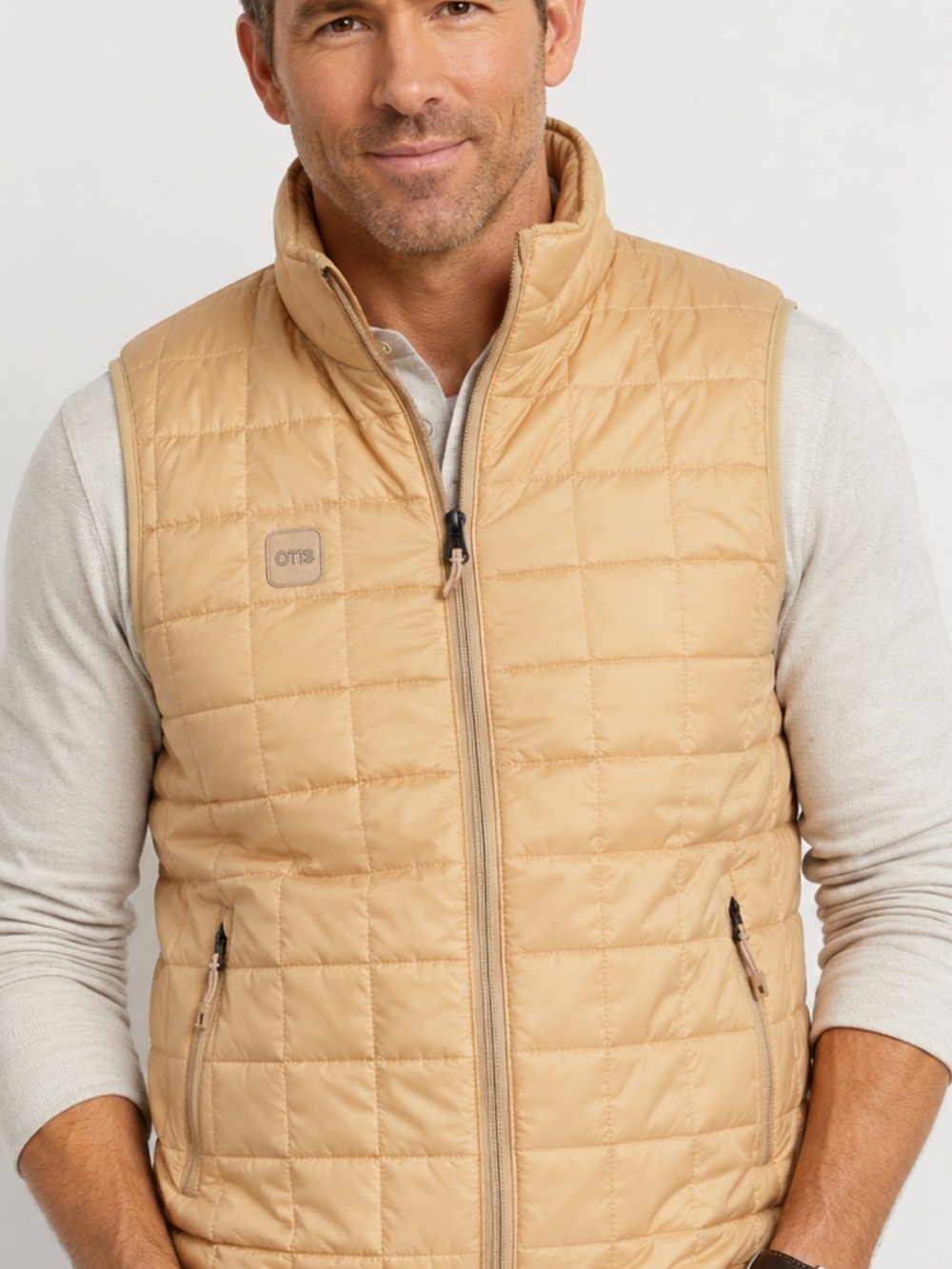 OTBT Men's Quilted Vest in Beige Tan